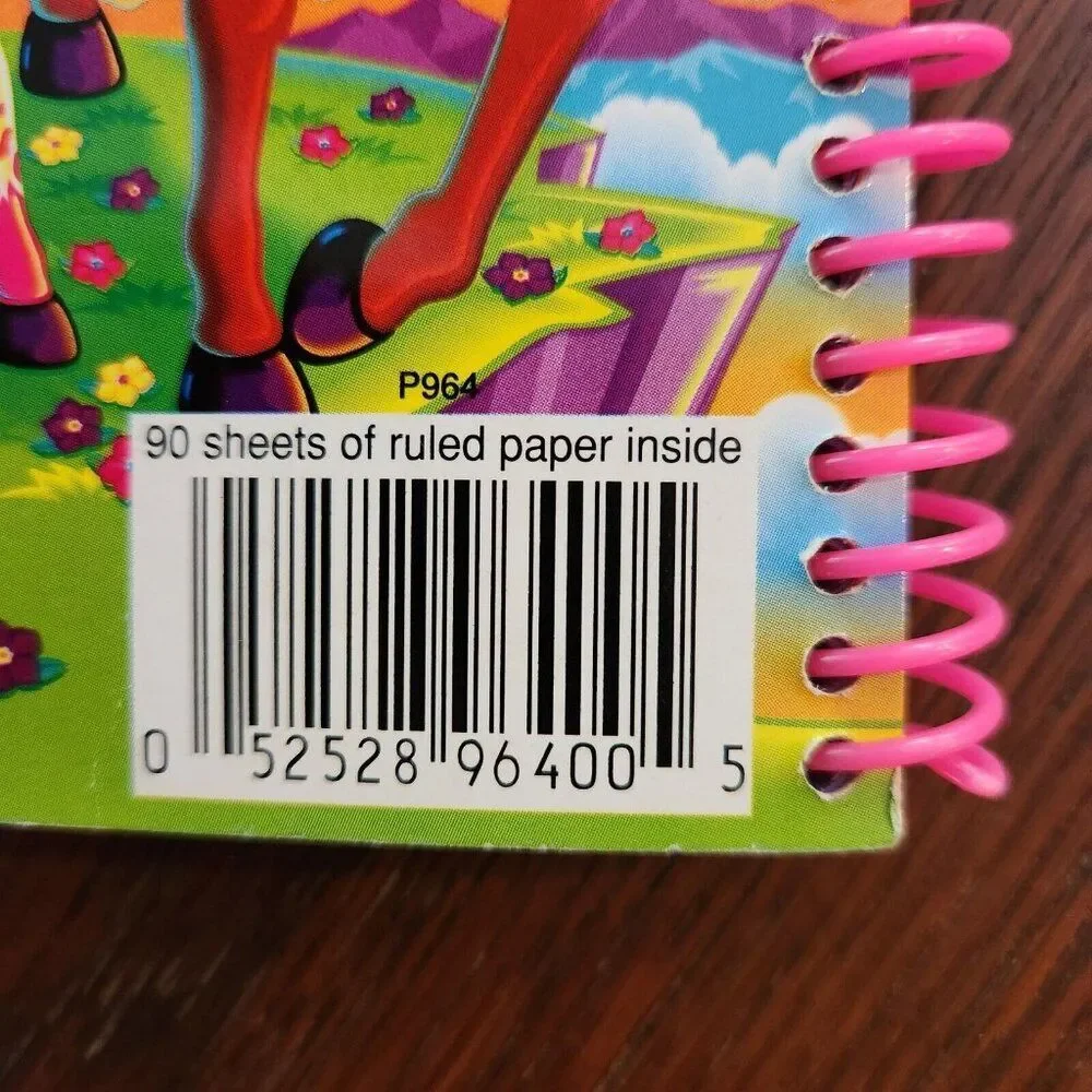 Vintage LISA FRANK Spiral Bound Rainbow Lollipop Horse Paper Notebook 90s Snap
